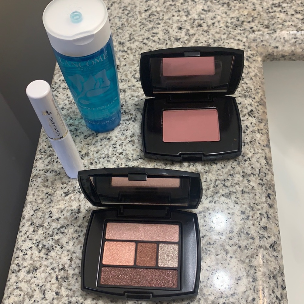 LancomeTonique Doucer, cils booster, Color design- coral crush, aplum blush.